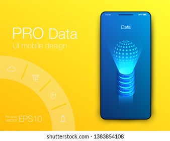 User interface with infographics with charts and graphs in flat design. Ui design