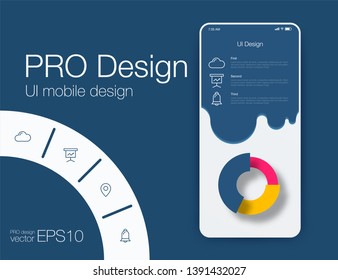 User interface with infographics with charts and graphs in flat design. Ui design