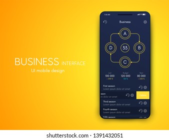 User interface with infographics with charts and graphs in flat design. Ui design