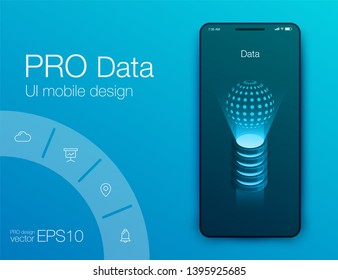 User interface with infographics with charts and graphs in flat design. Ui design