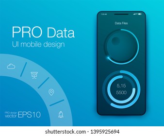User interface with infographics with charts and graphs in flat design. Ui design