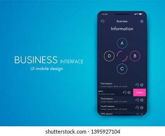 User interface with infographics with charts and graphs in flat design. Ui design