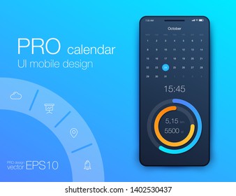 User interface with infographics with charts and graphs in flat design. Ui design