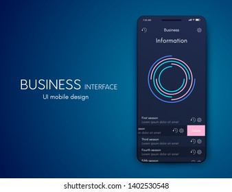 User interface with infographics with charts and graphs in flat design. Ui design