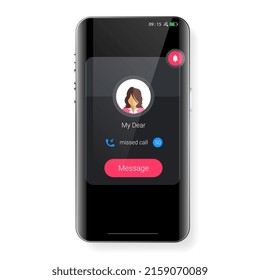 user interface information missed call floating message template, Smartphone redesign realistic object 
