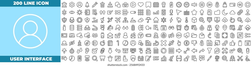 User Interface Line Editable Icons set. Vector illustration in modern thin line style of user interface icons: interface, menu, mobile, etc