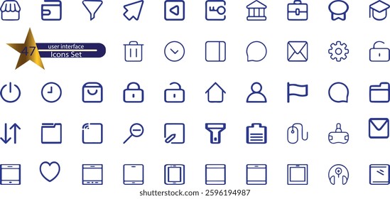 User interface Line Editable Icons set. Vector illustration in thin line style of Media and Web icons