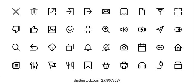 User Interface Line Icon for User Interface Design, Collection UI Icon. User Interface Icon Set