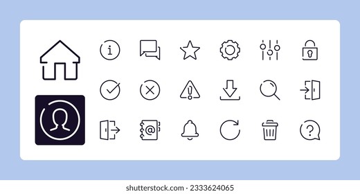 User interface line icon set 1 of 4. Outline symbol collection. Editable vector stroke. 384 and 192 Pixel Perfect scalable to 96px, 48px...