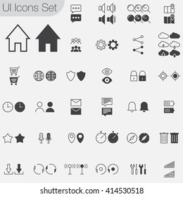 user interface line icons set, outline and solid vector symbol collection, linear pictogram pack isolated on gray