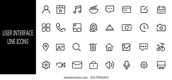 User interface line icons. Vector illustration.