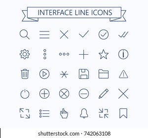  User interface line mini  icons .Editable stroke. 24px