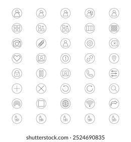 Ícone de linha de saída da Interface do Usuário definido com círculo.