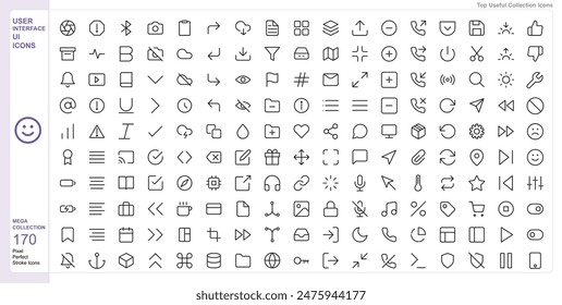 User Interface mixed icon 170 set single stroke vector collection expandable and color changeable pixel perfect iconsets