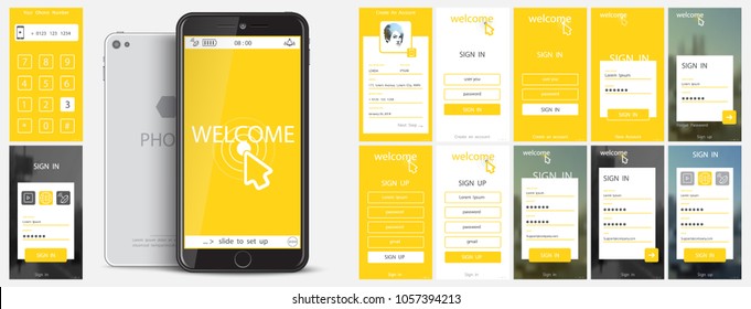 User Interface, Mobile Application Design, UX, Graphical User Interface. Install the welcome window, registration.PR,blog ad layouts,homepage,news search,concepts,chat messaging settings.Promo product