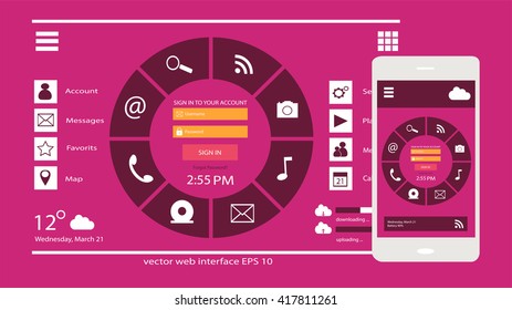 User interface mobile and web design vector pink color