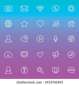 User interface modern line icon set on gradient background