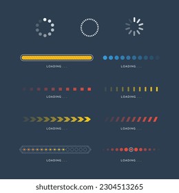 User Interface Modern Minimalist Loading Bar with Colorful Colors Circle and Bar Collection
