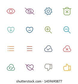 User interface outline icons in various colors - Set 1