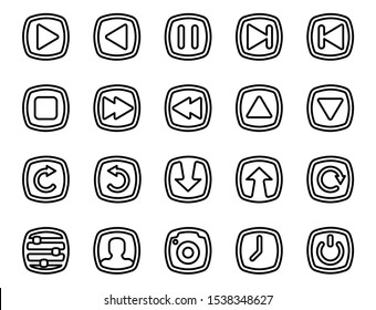 User Interface outline style 20 icon pack part 1for mobile app and web. Vector Illustration