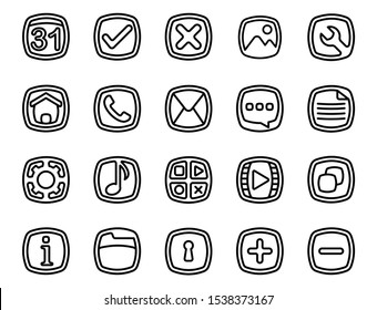 User Interface outline style 20 icon pack part 2 for mobile app and web. Vector Illustration