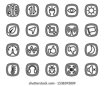 User Interface outline style 20 icon pack part 5 for mobile app and web. Vector Illustration
