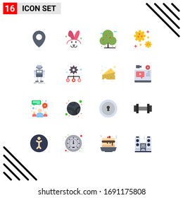 User Interface Pack of 16 Basic Flat Colors of technology; robot; plant; machine; space Editable Pack of Creative Vector Design Elements