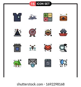 User Interface Pack of 16 Basic Flat Color Filled Lines of celebration; kit; nature; first; aid Editable Creative Vector Design Elements