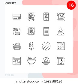 User Interface Pack of 16 Basic Outlines of folder; document; locked; data architecture; architecture Editable Vector Design Elements