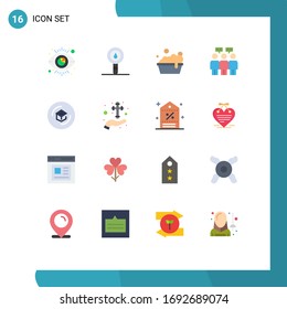 User Interface Pack of 16 Basic Flat Colors of knowledge; education; laboratory; team; communication Editable Pack of Creative Vector Design Elements