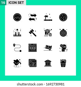User Interface Pack of 16 Basic Solid Glyphs of construction; salt; pollution; pepper; food Editable Vector Design Elements