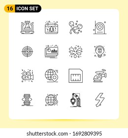 User Interface Pack of 16 Basic Outlines of electronic; devices; tree; camera; party Editable Vector Design Elements
