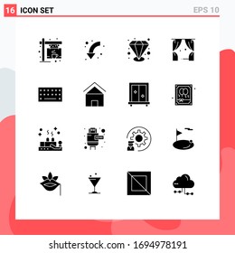 User Interface Pack of 16 Basic Solid Glyphs of keyboard; usa; down; theatre; entertainment Editable Vector Design Elements