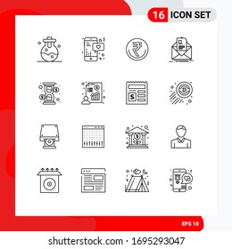 User Interface Pack of 16 Basic Outlines of email; contract; currency; mail; rupee Editable Vector Design Elements