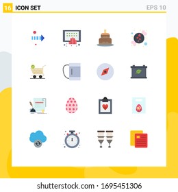 User Interface Pack of 16 Basic Flat Colors of retail; sweet; indian; romantic; candy Editable Pack of Creative Vector Design Elements