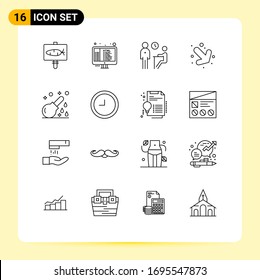 User Interface Pack of 16 Basic Outlines of health; right; interview; down; questionnaire Editable Vector Design Elements