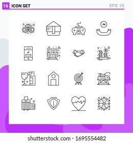 User Interface Pack of 16 Basic Outlines of phone; call; video; arrows; call Editable Vector Design Elements