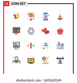 User Interface Pack of 16 Basic Flat Colors of light; easter; bug; diwali; candle Editable Pack of Creative Vector Design Elements