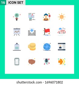 User Interface Pack of 16 Basic Flat Colors of graph; shine; parts; sun; brightness Editable Pack of Creative Vector Design Elements