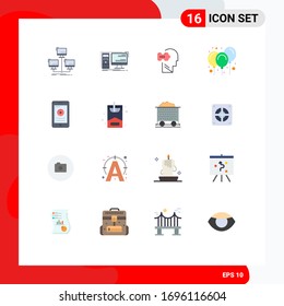 User Interface Pack of 16 Basic Flat Colors of decoration; air; workstation; balloons; problem Editable Pack of Creative Vector Design Elements
