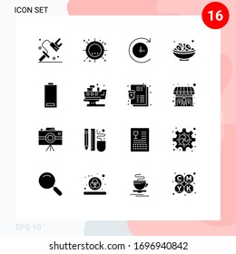 User Interface Pack of 16 Basic Solid Glyphs of electric; ramadan; sunshine; muslim; dates Editable Vector Design Elements