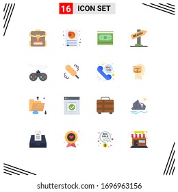User Interface Pack of 16 Basic Flat Colors of device; vacation; cash; travel; beach Editable Pack of Creative Vector Design Elements