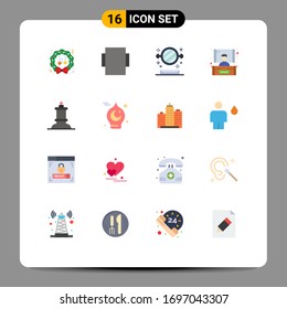 User Interface Pack of 16 Basic Flat Colors of islamic; figure; mirror; chess; presentation Editable Pack of Creative Vector Design Elements