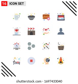 User Interface Pack of 16 Basic Flat Colors of flight; online; light; economy; insurance Editable Pack of Creative Vector Design Elements