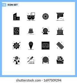 User Interface Pack of 16 Basic Solid Glyphs of app; development; shower; design; cartridge Editable Vector Design Elements