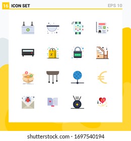 User Interface Pack of 16 Basic Flat Colors of discount; media; hand watch; amplifier; estate Editable Pack of Creative Vector Design Elements