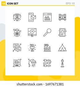 User Interface Pack of 16 Basic Outlines of speaker; woofer; phone; user; communication Editable Vector Design Elements