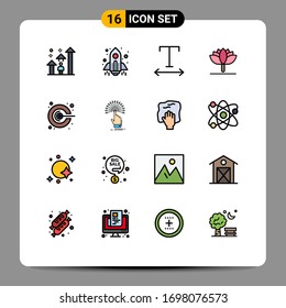 User Interface Pack of 16 Basic Flat Color Filled Lines of promotion; marketing; launch; idea; spring flower Editable Creative Vector Design Elements