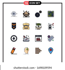 User Interface Pack of 16 Basic Flat Color Filled Lines of game; tic; mashed; toe; winter Editable Creative Vector Design Elements