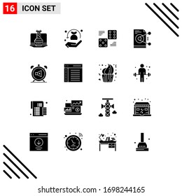 User Interface Pack of 16 Basic Solid Glyphs of server; sharing; dice; share; five Editable Vector Design Elements